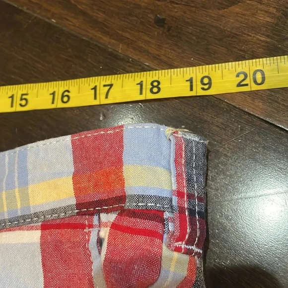 Club Room Classic Fit Plaid 9" Shorts Red Blue Mens size 38 Golf Preppy Cotton - Picture 6 of 10